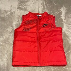 Nike Red Puffer Vest with Graphic Logo